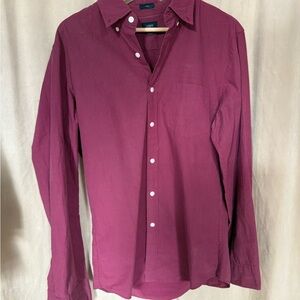 Men's Burgundy Button-Up Shirt j.crew M slim fit